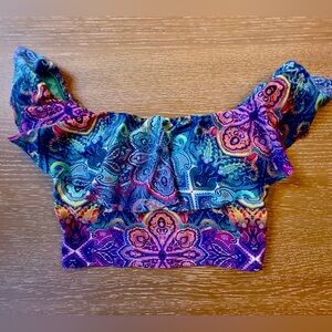 La Blanca Tropidelic Paisley Off Shoulder Ruffle Bikini Top - Size 4